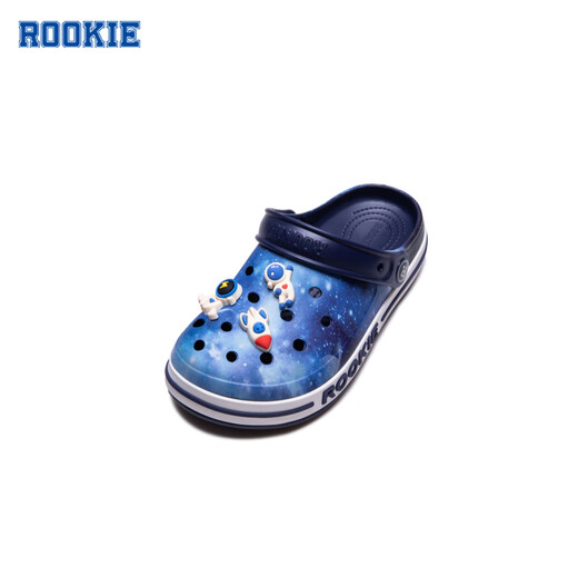 ROOKIE children's shoes for boys and girls, summer new children's beach toe-cap sandals, with 6 cartoon buckles, feather white/midnight blue 29 30, suitable for feet 18-18.5cm long