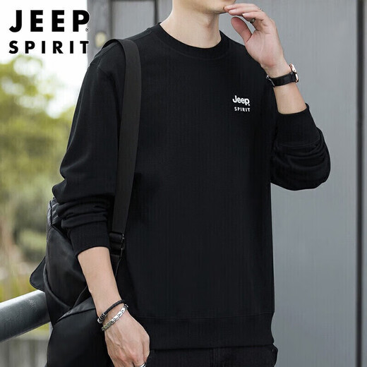 JEEP SPIRIT Jeep sweatshirt men's autumn and winter tops men's sweatshirt round neck bottoming shirt men's black XL
