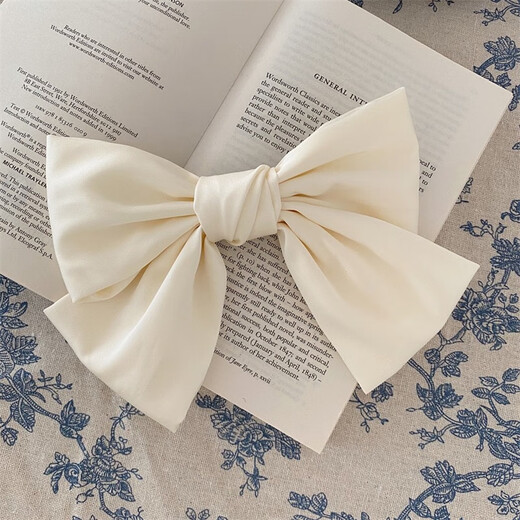 Yililuo Big Bow Hairpin French Retro Satin Net Red Hair Accessory Women's Half-tied Hair Temperament Top Hairpin at the Back of the Head Bow Milky White