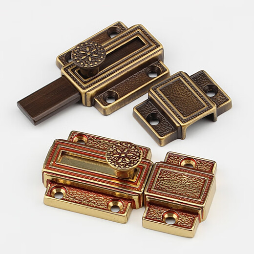 Yuruo copper latch lock European style antique copper exposed latch small wooden door door door window door buckle door bolt anti-theft white modern brushed silver