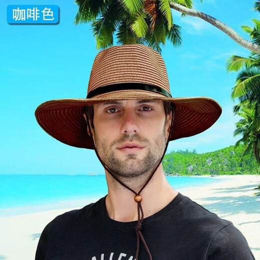 Chengli Sun Protection Sommer Herren Strohhut Faltbar Cowboy Hut Outdoor Sonnenhut Strand Hut Big Krempe Hut Travel Hut braune Farbe gleich groß Größe