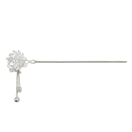 999 silver hairpin with flower steps, tassels, ancient style Hanfu headdress, ethnic style silver hairpin, butterfly and plum blossom silver ornaments, butterfly and flower scented hairpin