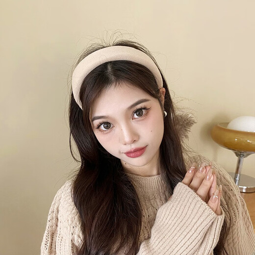 Bo Naling high cranial pressure hair, face-washing headband, wide-brimmed, elegant headband, high-end headwear, trendy Japanese and Korean style headband, 4 pack, white + khaki + light coffee + dark coffee