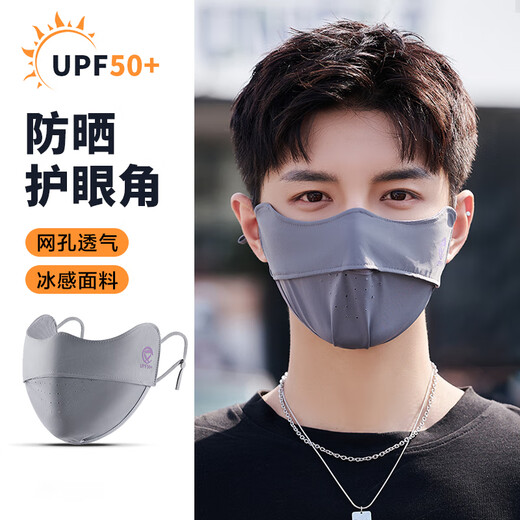 Ice Silk Sunscreen Mask Men's Summer Thin Breathable Anti-UV Outdoor Cycling Fishing Eye Protection Sunshade Mask Dark Gray