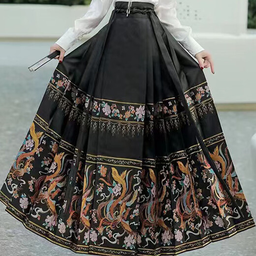 Han Yukuis ursprünglicher Ming-Ming-Hanfu-Rock für den Frauen mit dem Hufegesicht für Frühling für den Frühling verbesserte tägliche Superfee Neue chinesische Rock mit dem chinesischen Pferd. Voller Set weiße Doppelbastel-Top + Marine Blaudruckgedruckte Rock L.