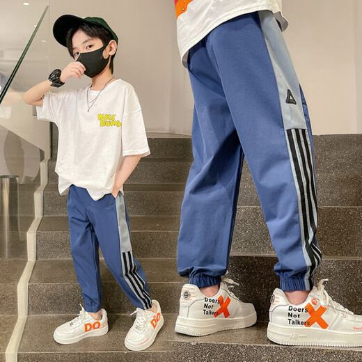 G.DUCKKIDS防蚊裤男童裤子夏季薄款儿童速干裤男孩休闲运动裤春秋宽松大童装 灰色6169款 160 建议身高150-160年龄12-13