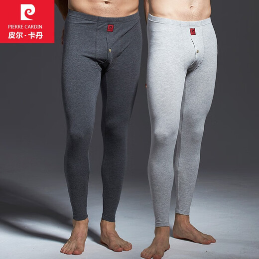 Pierre Cardin Men's Autumn and Winter Medium Thick Knee Pads Pure Cotton Autumn Pants Cotton Wool Pants Leggings Slim Fit Cotton Underpants Warm Pants Men's Single Piece Dark Heather Gray Medium Thick Knee Pads 2XL (170-210Jin Jin is equal to 0.5kg)