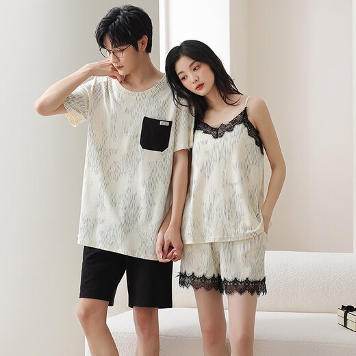 Lemianxina pareja pijama para mujeres en verano algodón de algodón puro ropa para el hogar