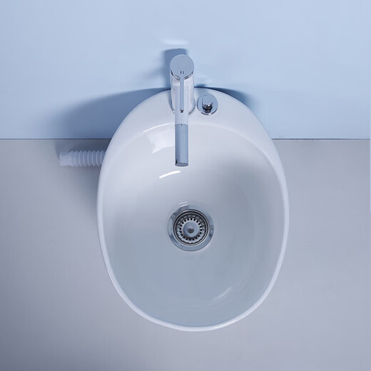 Lujies ceramic footbath footbath footbath with drain bathroom porcelain footbath basin footbath bucket household egg-shaped + drainer (with faucet cover)