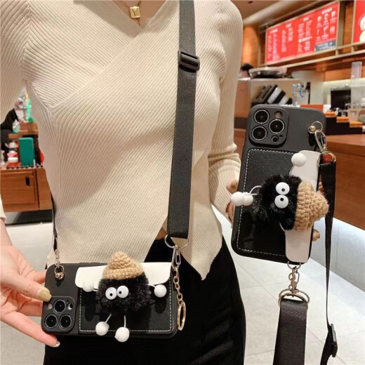 Doucha Xiaomi mobile phone case briquettes doll coin purse protective cover trendy men and women straps cross-body Internet celebrity couple card holder backpack style all-inclusive soft shell brown - Jumping Bear card holder - crossbody rope Redmi note11pro/note11pro+