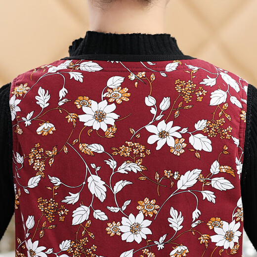 
Sihuang Silk Vest for women's handmade 100% mulberry silk cotton jacket vest cardigan in winter warmth and inner vest liner large size, jujube red and white flowers 3519 3XL [Suggested 140-155 Jin [Jin equals 0.5 kg]]