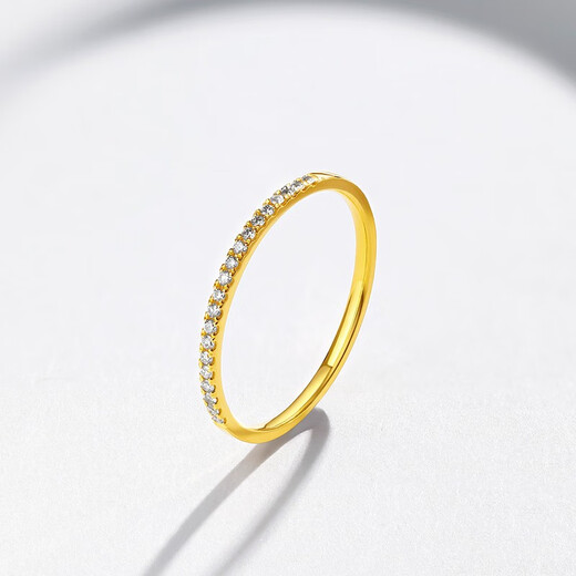 Saturday Fortune (ZLF) 18K gold diamond ring for women, sparkling group-set diamond row ring, diamond ring for girlfriend holiday gift, yellow 18K gold, size 16