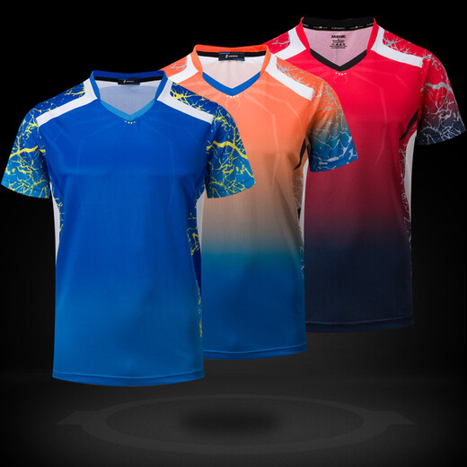 Group purchase custom table tennis uniform tops sports jerseys for men and women short-sleeved summer breathable badminton tops tennis club training uniform tops customized printing LOGO men A3887 blue M