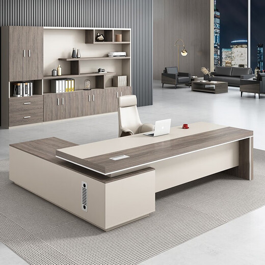 Nuoxiong ready stock boss desk simple modern boss desk and chair combination office computer desk furniture office furniture executive desk president manager desk light luxury fashion 2.2*0.8 meters + side cabinet + boss chair + 2.4 meters bookcase