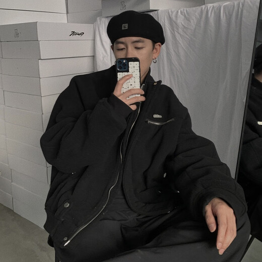 Mu Jinfan Decoration New Outdoor Versatile Woolen Beret Men's Autumn and Winter Fashion Versatile Black Backward Wearing Progress Hat Men's KK Black One Size