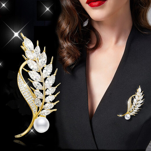 SENDME Wheat Ear Brooch Women's High-end Corsage Suit Pin Fashion Accessories Birthday Gift for Girlfriend Wheat Ear Brooch