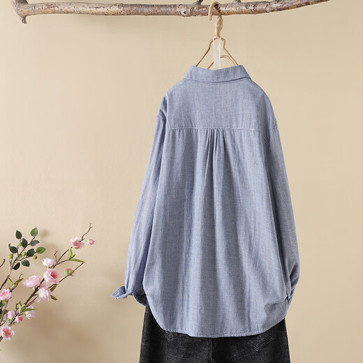 
LisLAVE 100% pure cotton plaid short-sleeved shirt for women 2024 new cotton pocket loose half-sleeved shirt slimming top Gray [houndstooth] 6625W M