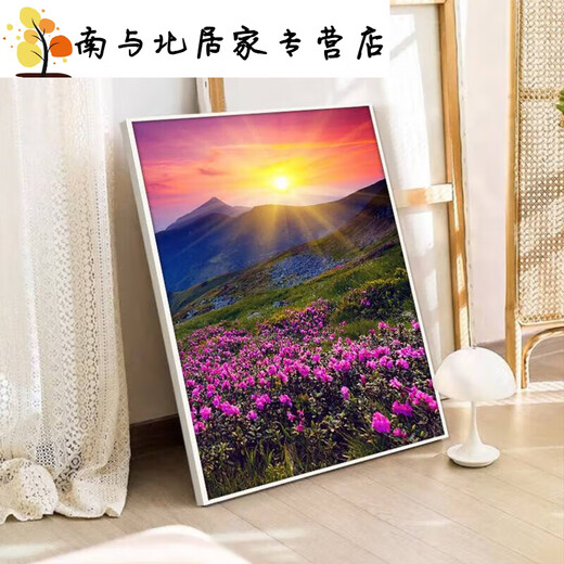 有山无水玄关装饰画田园餐厅风景挂画走廊正对门过道壁画日出东方 30X40厘米-黑色框 HY895