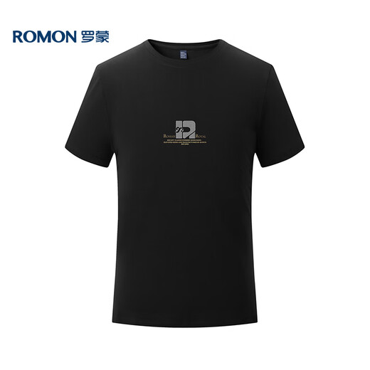 罗蒙（ROMON）短袖t恤男夏季休闲短袖男士冰丝感打底衫体恤男LM688 黑色 3XL