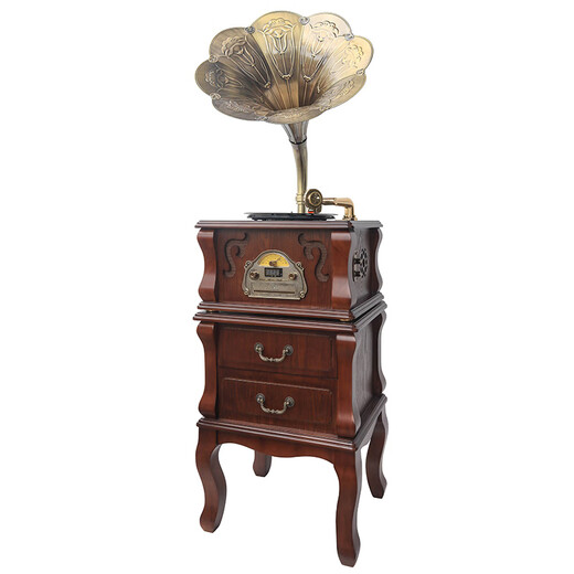 Jinmo gramophone living room American European style vinyl record player solid wood old-fashioned antique streaming sound machine retro gramophone C206 A15 brown