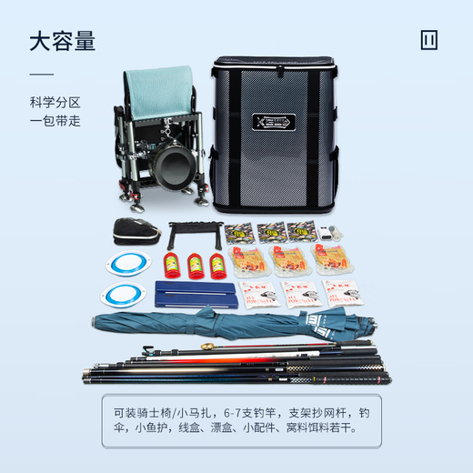 Empty Hook Enlightenment Empty Hook Enlightenment Multifunctional Fishing Backpack Anti-scratch and Wear-Resistant Hard Shell Three-dimensional Backpack Table Fishing Grain Wheat Storage Bag Black