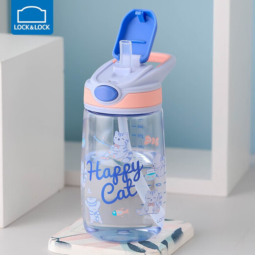 Lock Lock (Lock/Lock) Copa de agua infantil en verano con paja de un solo clic de tapa abierta Carry de la Copa de Estudiantes Ceremonia de entrada de la escuela ABF655 yel Amarillo 400ml
