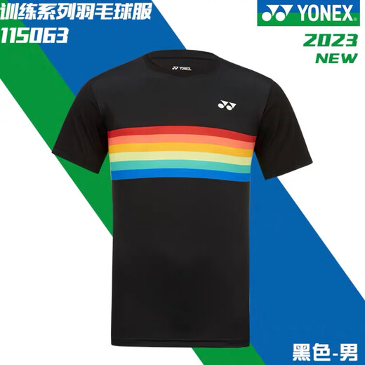 赛事威2024新款yy羽毛球服王小羽彩虹短袖女上衣吸汗速干运动比赛训练服 7029黑色女款上衣 M