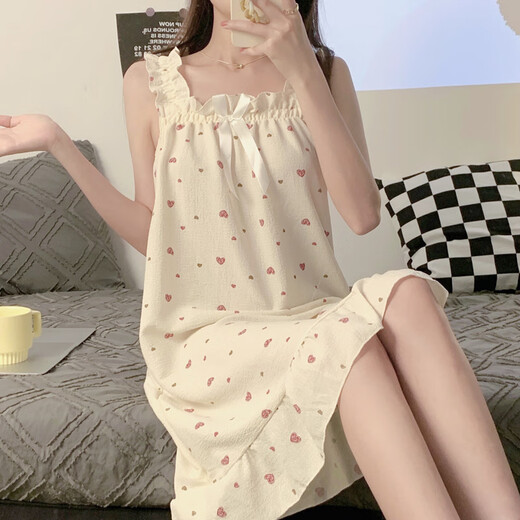 沛阮少女生睡裙女士夏季学生网红背心裙可爱甜美ins风宽松连衣裙睡衣 5009#小熊 2XL 175加肥大码