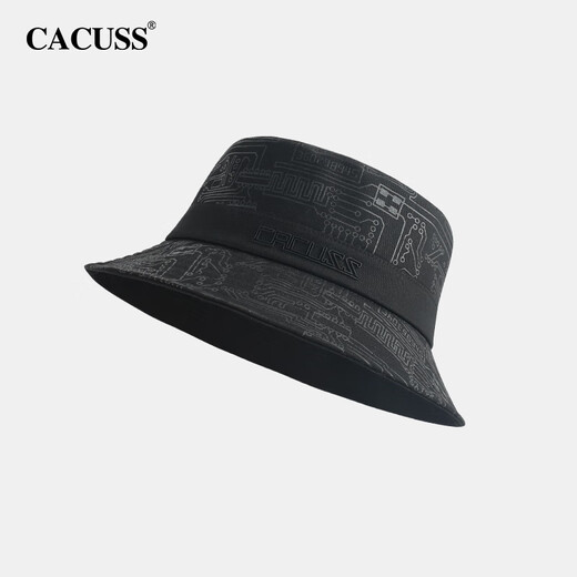 CACUSS遮阳帽子男士大头围渔夫帽户外出行防晒帽女显脸小盆帽太阳帽黑中