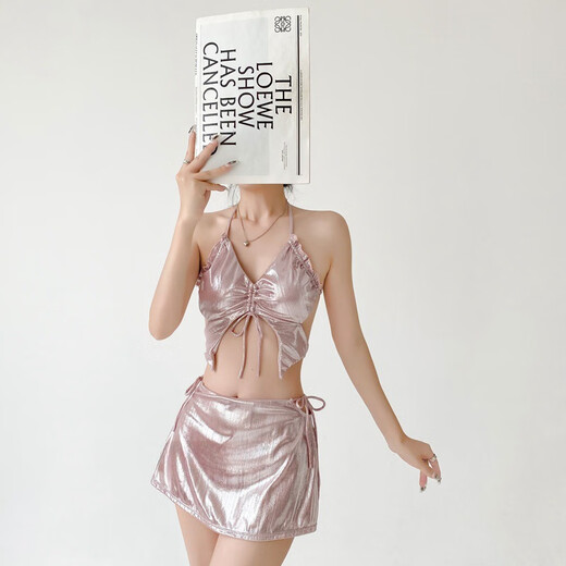 Tianyi bikini swimming separates women's sexy suit Internet celebrity new same style beach hot spring 2024 outer wear pink light pink pearlescent bikini L 56-65kg