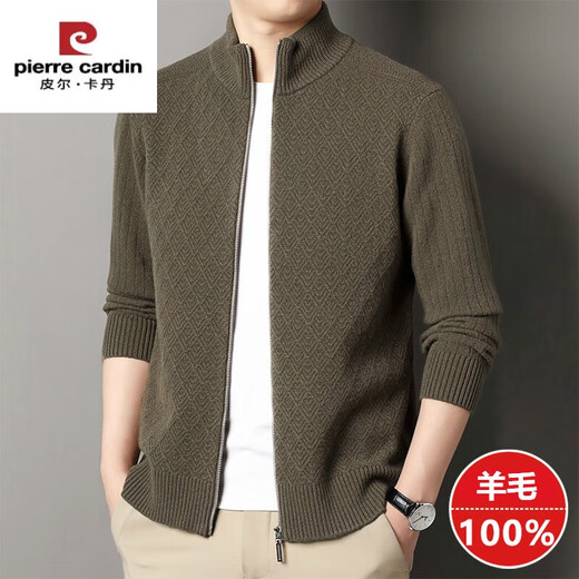 皮尔卡丹（pierre cardin）冬季新款羊毛衫男半高领拉链加厚保暖羊毛针织开衫毛衣外套男 盛世灰 3722 185/3XL体重180~200斤