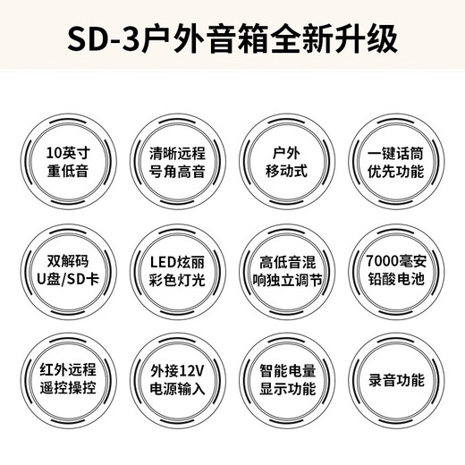 Shile (Shile) Shile Square Dance Audio Outdoor Bluetooth Tragbarer Holztrolley-Lautsprecher High-Power Mobile Card Player SD-3 10-Zoll-Trolley-Lautsprecher
