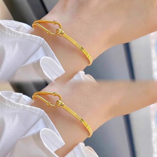 The same fashionable C-shaped spring horseshoe buckle half-chain bracelet from Feiyu Gold Store, thick-plated 18K adjustable AB chain as a gift for your girlfriend