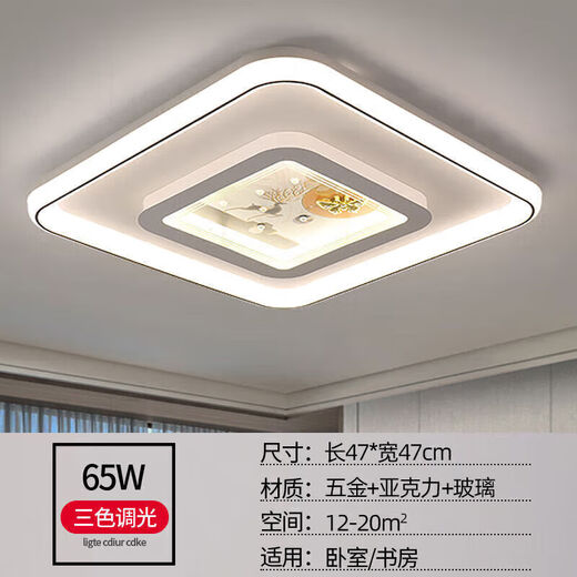 XMSJ中山佛山中山灯具照明旗舰中山佛山灯具佛中山照明灯饰旗舰客厅灯 1W 9902高端大气款方形55*55CM 三色变光壁控开关