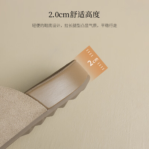 奥古狮登软底拖鞋女夏季勃肯拖鞋2025新款外穿女款半拖厚底凉拖鞋女魔术贴 442172 米色 【跟高2CM】偏大一码 37