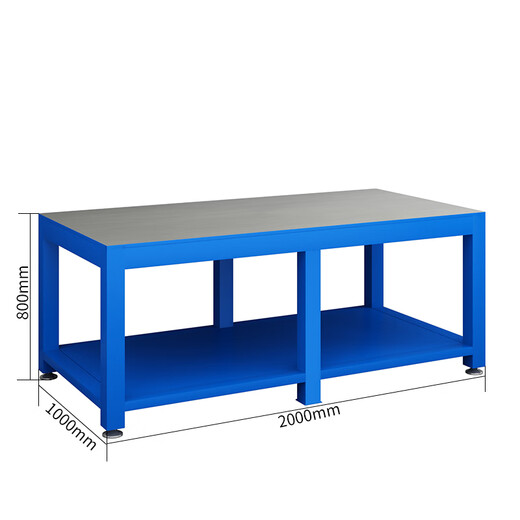 建功立业GY5012钳工重型模具台虎钳飞模维修桌2000×1000×800mm蓝色无抽