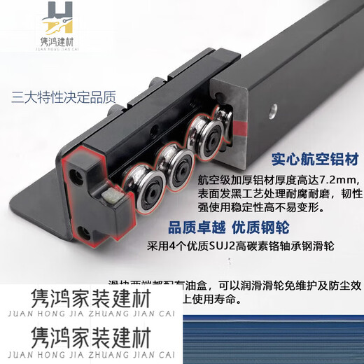 OUOETYTLXT中岛台伸缩隐藏式轨道厨房吧台延伸导轨餐桌抽拉台面滑轨五金 导轨1700mm总长/行程1585mm