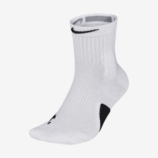 Nike (NIKE) men's sports socks, daily versatile, casual, moisture-wicking, comfortable and fashionable, spring and autumn SX7625White/Black/BlackL