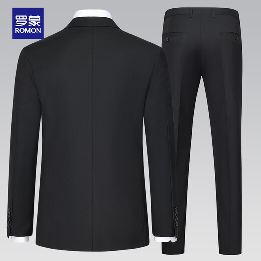 罗蒙西服套装男士四季款修身职业正装西装套装商务新郎服结婚礼服男装