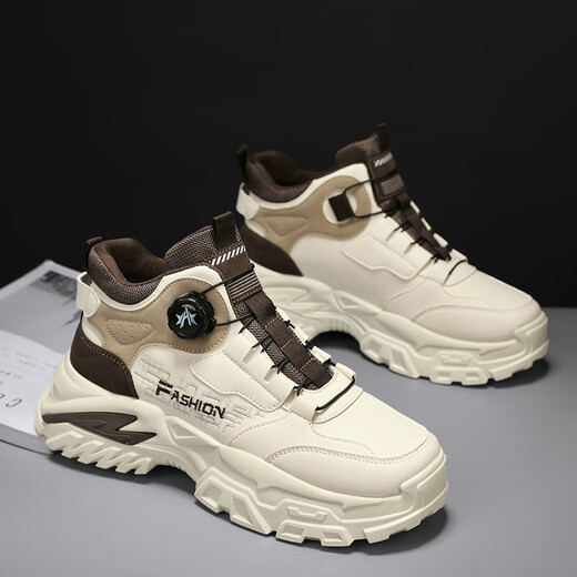 Chaussures masculines à sommet haut oriental pour le printemps et d'été antidérapant en cuir résistant à la surface étanche à l'extérieur alpinal sports à lacets de lacets Martin Boots Men beige 40