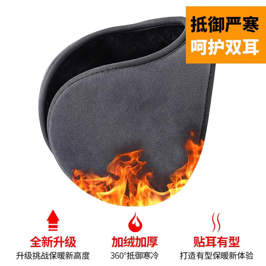 Thickened plus velvet enlarged earmuffs men's ear protection winter warm adult earmuffs over-the-ear warm earmuffs dark night black [warm and thickened 1