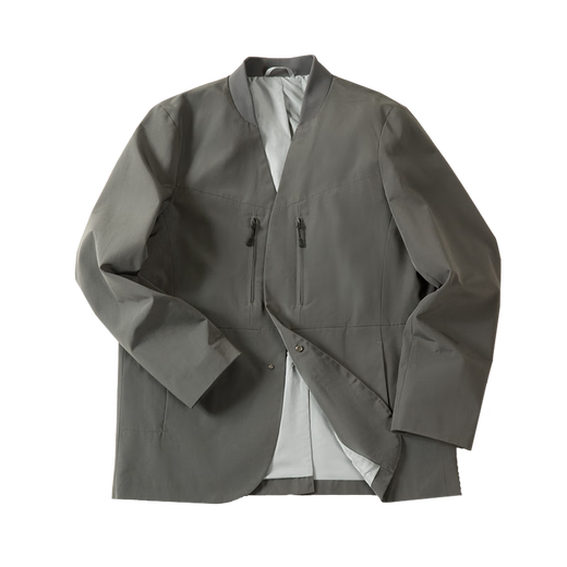 Madden Workwear American Casual Collarless Suit Jacket Men's Functional Versatile Jacket Commuting No-Iron Suit Top Dark Gray XL