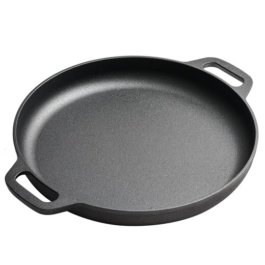 KITCHEN LITTLE HAPPINESS KITCHEN Thickened cast iron uncoated pancake fruit tool pancake cast iron household pancake non-stick hand-catch pancake pot Deep style + glass cover + pancake four-piece set 27cm