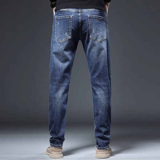 Jeep Spirit Jeans casual de alta gama para hombres sueltos rectos nuevos estilo versátil y de moda estiramiento de pantalones largos para hombres 866 azul 31