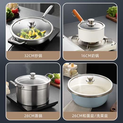 Newair pot lid glass lid household tempered high temperature resistant 32cm universal wok steamer with lid round snack food grade wide edge tempered lid stainless steel pot knob 30cm