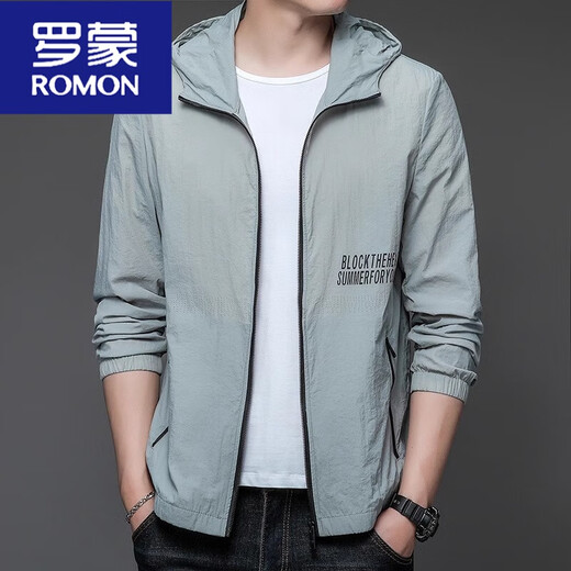 Romon Sommer lässige Sonnenschutzkleidung Männer dünne Outdoor-Kapuze UV Sonnenschutz Kleidung Herrenjacke N9929 Beige L 175 120-135Jin [Jin ist gleich 0,5 kg]