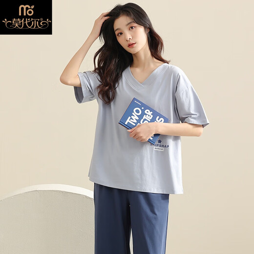 莫代尔2025新款睡衣女士夏季纯棉短袖家居服大码夏天薄款感韩版套装 AM684 M建议80-105斤
