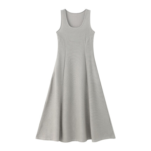 
THE SEA LIFE French large skirt dress for women 24 summer sleeveless simple round neck mid-length dress 16822 Glimmer green S