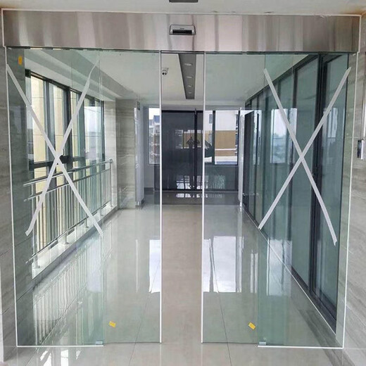 广州自动感应门玻璃平移门定制 从化自动电机电动平移门厂家 军绿色