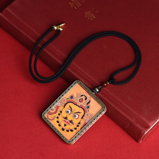 Nian Dao Tibetan Regong hand-painted thangka pendant white green Tara yellow God of Wealth Medicine Buddha men and women Tibetan Buddha amulet necklace pendant Green Tara style 2